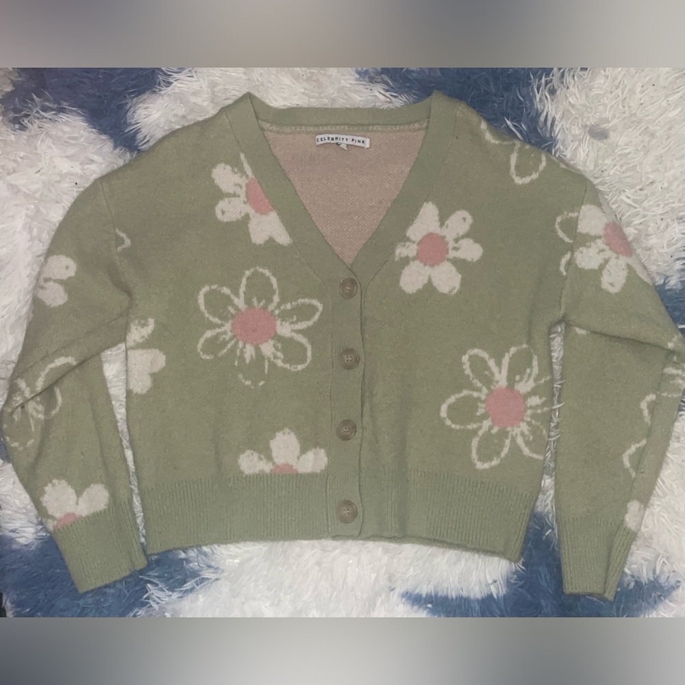 Celebrity Pink Green Floral Cardigan